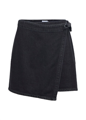 Rosie mw denim short wrap skirt Black Denim Object 